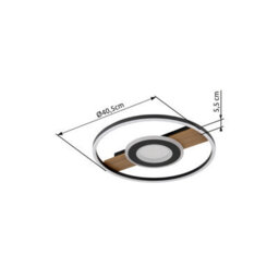 Luminosa Lighting Luminosa Pikara 40.5Cm Integrated Led Semi Flush Ceiling Light Wood Look 2X Led 3000K - thumbnail 8