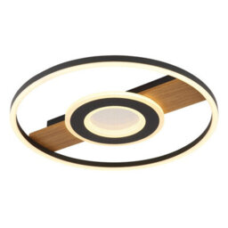 Luminosa Lighting Luminosa Pikara 40.5Cm Integrated Led Semi Flush Ceiling Light Wood Look 2X Led 3000K