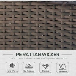 Outsunny Rattan Wicker 2-Seat Sofa Loveseat Padded Garden Furniture Brown - thumbnail 4
