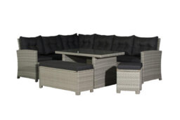 Backyard Furniture Barcelona 10 Seater Casual Dining Rattan Garden Set With Cushions, Grey / Brown, 191 X 177 X 87 Cm