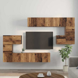 Berkfield Modern Wall-Mounted Tv Cabinet 8 Pcs Old Wood Medium 30.5 X 30 X 30 Cm - thumbnail 4