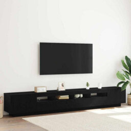 Berkfield Tv Stand With Led Lights - Black Oak, 260X35X40 Cm, Made Of Engineered Wood