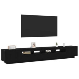 Berkfield Tv Stand With Led Lights - Black Oak, 260X35X40 Cm, Made Of Engineered Wood - thumbnail 3