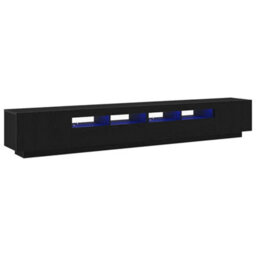 Berkfield Tv Stand With Led Lights - Black Oak, 260X35X40 Cm, Made Of Engineered Wood - thumbnail 2