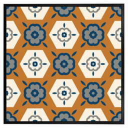 "Andrew Lee Rust Orange Background With Gray, Navy Blue And Beige (Picutre Frame) / 20X20"" / Black" - thumbnail 9