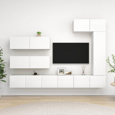 Berkfield 7 Piece Tv Cabinet Set White Engineered Wood - image 1