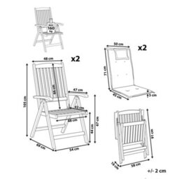 Beliani Set Of 2 Garden Chairs With Cushions Java Premium Acacia Wood Off-White - thumbnail 3