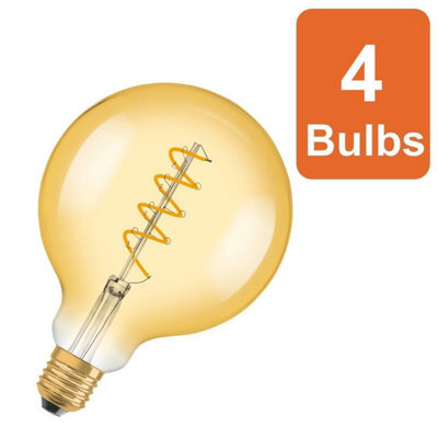 Osram Vintage 1906 Led Globe 28 Filament Lamp Bulb 28W Gold Dimmable E27 4 Pack - image 1