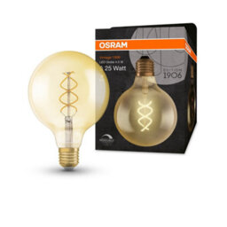 Osram Vintage 1906 Led Globe 28 Filament Lamp Bulb 28W Gold Dimmable E27 4 Pack - thumbnail 4