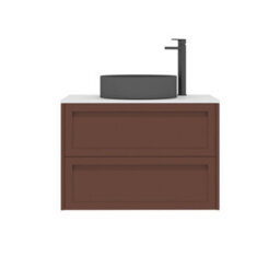 Royal Bathrooms Royal Bathroom Elmore 800mm Terracotta Clay Wall Mounted Bathroom Vanity Unit 2 Drawer Plain White Worktop With Art Round Basin - thumbnail 7