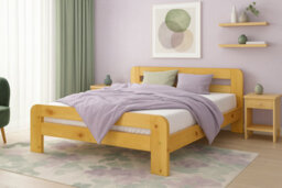 Nodax Single Bed Frame, F2, Solid Pine Wood, Easy Assembly, Sturdy Slats & Extra Support Legs, 3Ft, Alder Finish
