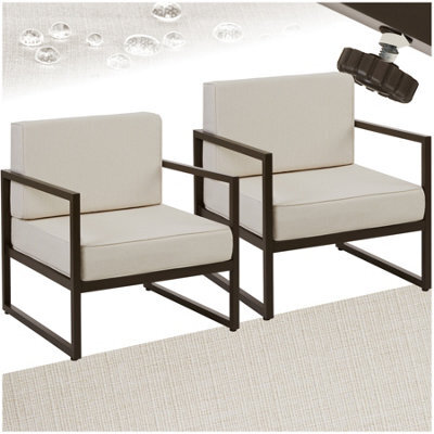 Tectake Garden Chair Comosa -  Xxl Padding, Water-Repellent Covers, Steel Frame - Brown/beige - Set Of 2 - image 1