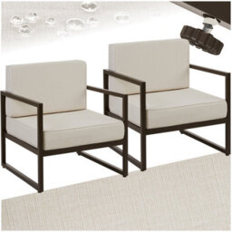 Tectake Garden Chair Comosa -  Xxl Padding, Water-Repellent Covers, Steel Frame - Brown/beige - Set Of 2 - thumbnail 1