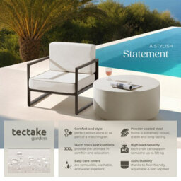 Tectake Garden Chair Comosa -  Xxl Padding, Water-Repellent Covers, Steel Frame - Brown/beige - Set Of 2 - thumbnail 2