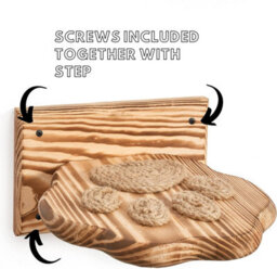 Novecrafto Set Of 4 Wooden Cat Wall Shelves  21 X 20 Cm Paw-Shaped Climbing Steps With Rope Grip Handmade Wooden Solid Cat Wall Furniture - thumbnail 3