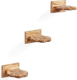 Novecrafto Set Of 4 Wooden Cat Wall Shelves  21 X 20 Cm Paw-Shaped Climbing Steps With Rope Grip Handmade Wooden Solid Cat Wall Furniture - thumbnail 1