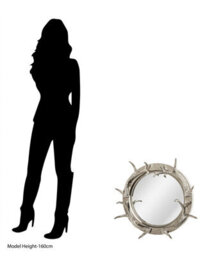 Orsina Antler Steel And Nicklel Finish Wall Mirror, Round Wall Mirror With Texture, Decorative Wall Mirror - thumbnail 2