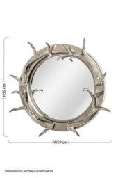 Orsina Antler Steel And Nicklel Finish Wall Mirror, Round Wall Mirror With Texture, Decorative Wall Mirror - thumbnail 3