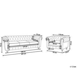 Beliani Living Room Set 4 Seater Chesterfield Velvet Pink - thumbnail 3