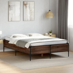 Berkfield Bed Frame Without Mattress Brown Oak 140X200 Cm - thumbnail 1