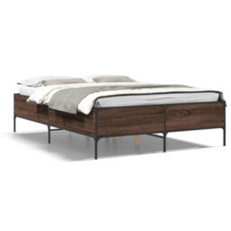 Berkfield Bed Frame Without Mattress Brown Oak 140X200 Cm - thumbnail 2