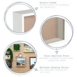 "Nicola Spring 8 X 8"" Deep Photo Frames - White/white Mount - 3D Deep Box Picture Frame Display Case (22.5 X 22.5Cm) X5" - thumbnail 2