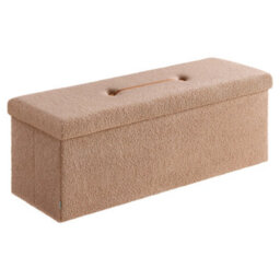 Songmics Folding Storage Ottoman, Storage Box, 38 X 110 X 38 Cm, Ottoman With Removable Lid, Smile Design, Load Up To 300 Kg - thumbnail 1