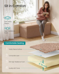 Songmics Folding Storage Ottoman, Storage Box, 38 X 110 X 38 Cm, Ottoman With Removable Lid, Smile Design, Load Up To 300 Kg - thumbnail 4