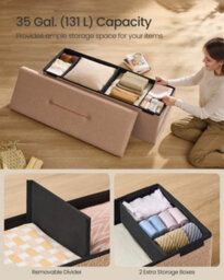Songmics Folding Storage Ottoman, Storage Box, 38 X 110 X 38 Cm, Ottoman With Removable Lid, Smile Design, Load Up To 300 Kg - thumbnail 5