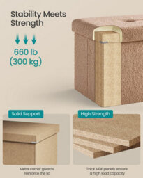 Songmics Folding Storage Ottoman, Storage Box, 38 X 110 X 38 Cm, Ottoman With Removable Lid, Smile Design, Load Up To 300 Kg - thumbnail 6