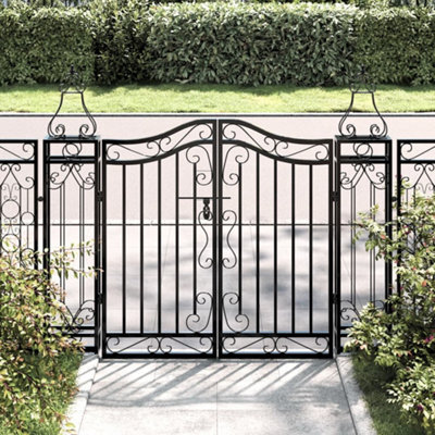 Vidaxl Garden Gate Black 121X8X100 Cm Wrought Iron Garden Gates - image 1