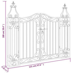 Vidaxl Garden Gate Black 121X8X100 Cm Wrought Iron Garden Gates - thumbnail 6