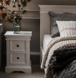 Statement Furniture Gainsborough White 2 Drawer Hamptons Style Bedside Table - thumbnail 1