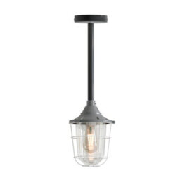 Ledsone Conduit Pendant Light Kit Industrial Farmhouse Black Steel E27 Cage Fitting Ceiling Fixture 50Cm - thumbnail 1