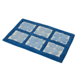 Showerdrape Fiore 100% Cotton Blue Floral Anti-Slip Bath Mat 800 X 500mm - thumbnail 3
