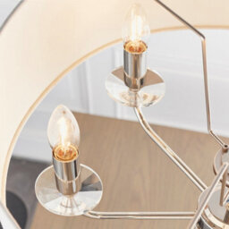 Anson Lighting Eureka 6Lt Pendant Light Finished In Bright Nickel Plate And Vintage White Fabric - thumbnail 5