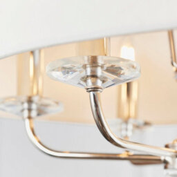 Anson Lighting Eureka 6Lt Pendant Light Finished In Bright Nickel Plate And Vintage White Fabric - thumbnail 4