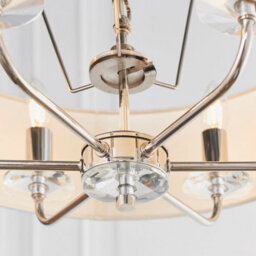 Anson Lighting Eureka 6Lt Pendant Light Finished In Bright Nickel Plate And Vintage White Fabric - thumbnail 9