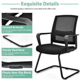 Costway Meeting Office Chairs Mid-Back Mesh Reception Chair W/ Adjustable Lumbar Support - thumbnail 8