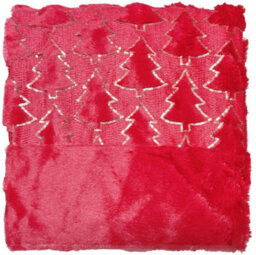 Christmas Tree Print Throw Blanket Cozy Festive Holiday Decor Gift Red 150X200Cm - thumbnail 2