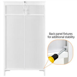 Yaheetech White Bathroom Floor Storage Cabinet With Shelf Height Adjustable Cabinet - thumbnail 8