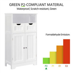 Yaheetech White Bathroom Floor Storage Cabinet With Shelf Height Adjustable Cabinet - thumbnail 9