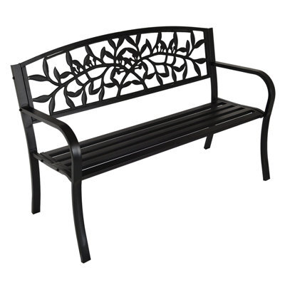 Birchtree 3 Seater Metal Garden Bench Steel Cast Iron Back 125Cm Outdoor Patio Seat C079 - image 1