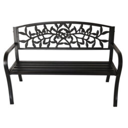Birchtree 3 Seater Metal Garden Bench Steel Cast Iron Back 125Cm Outdoor Patio Seat C079 - thumbnail 2
