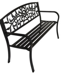 Birchtree 3 Seater Metal Garden Bench Steel Cast Iron Back 125Cm Outdoor Patio Seat C079 - thumbnail 5