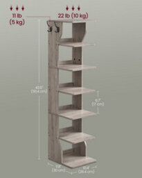 LEDREM Slim Shoe Rack, Narrow Shoe Storage Organiser, 7-Tier Shoe Stand, For Small Spaces, Hallway, Cloakroom - thumbnail 7