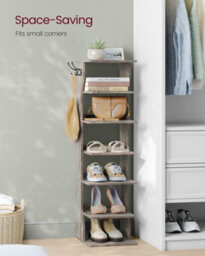 LEDREM Slim Shoe Rack, Narrow Shoe Storage Organiser, 7-Tier Shoe Stand, For Small Spaces, Hallway, Cloakroom - thumbnail 3