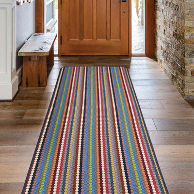 Multi Striped Dotted 8mm Thick Rectangle Mat For Bathroom, Kitchen, Easy To Clean Dotted Mat - 80Cm X 140Cm - image 1
