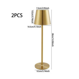 Komore Set Of 2 Gold Rechargeable Touch Table Lamps,dimmable,wireless Cordless Led Desk Lamp - thumbnail 8