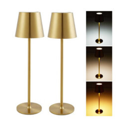 Komore Set Of 2 Gold Rechargeable Touch Table Lamps,dimmable,wireless Cordless Led Desk Lamp - thumbnail 4